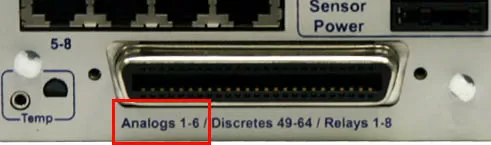 Analog inputs 1-6 occupy part of an amphenol